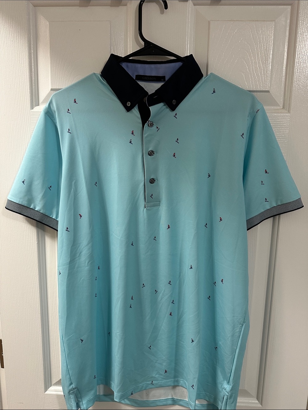 Greyson Aqua Polo with Navy Contrast Collar